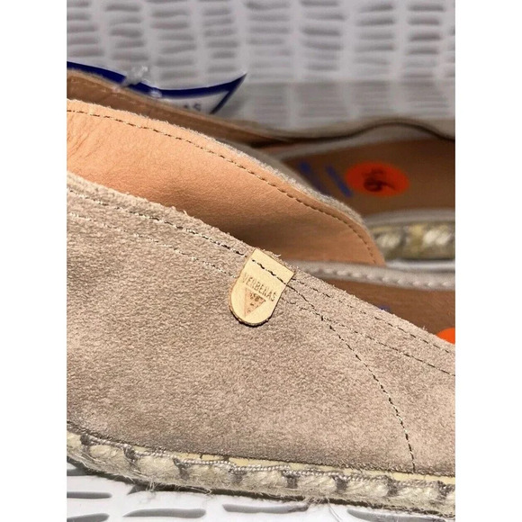 Verbenas Espadrilles Suede Flats Sz 9.5 Tan Leather Peep Toe Shoes SPAIN NEW - Picture 5 of 8